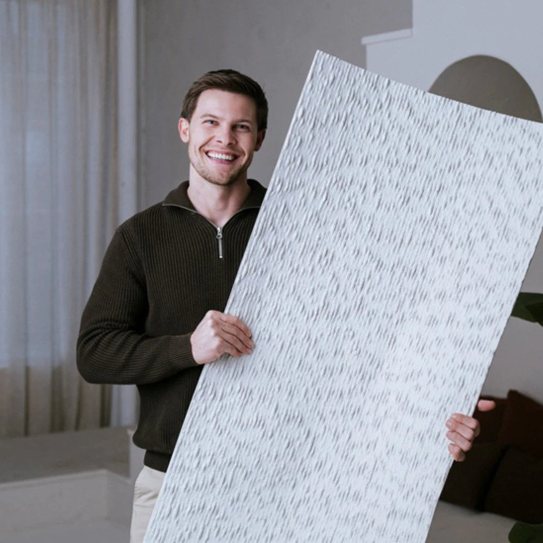 MUOZO - Canyon Ridge OFF-WHITE 60x280 Flexibele Wandpanelen - Brandvertragend & Flexibel