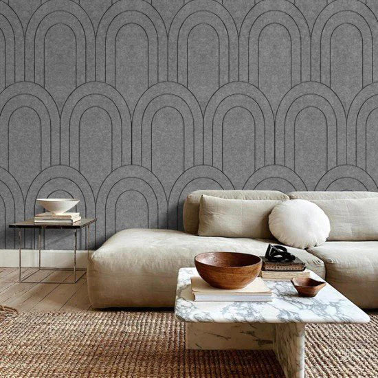 Oppio OPPIO Viltpaneel Licht Grijs - BAROK - 280x60 cm - Brandvertragend & Geluiddempend