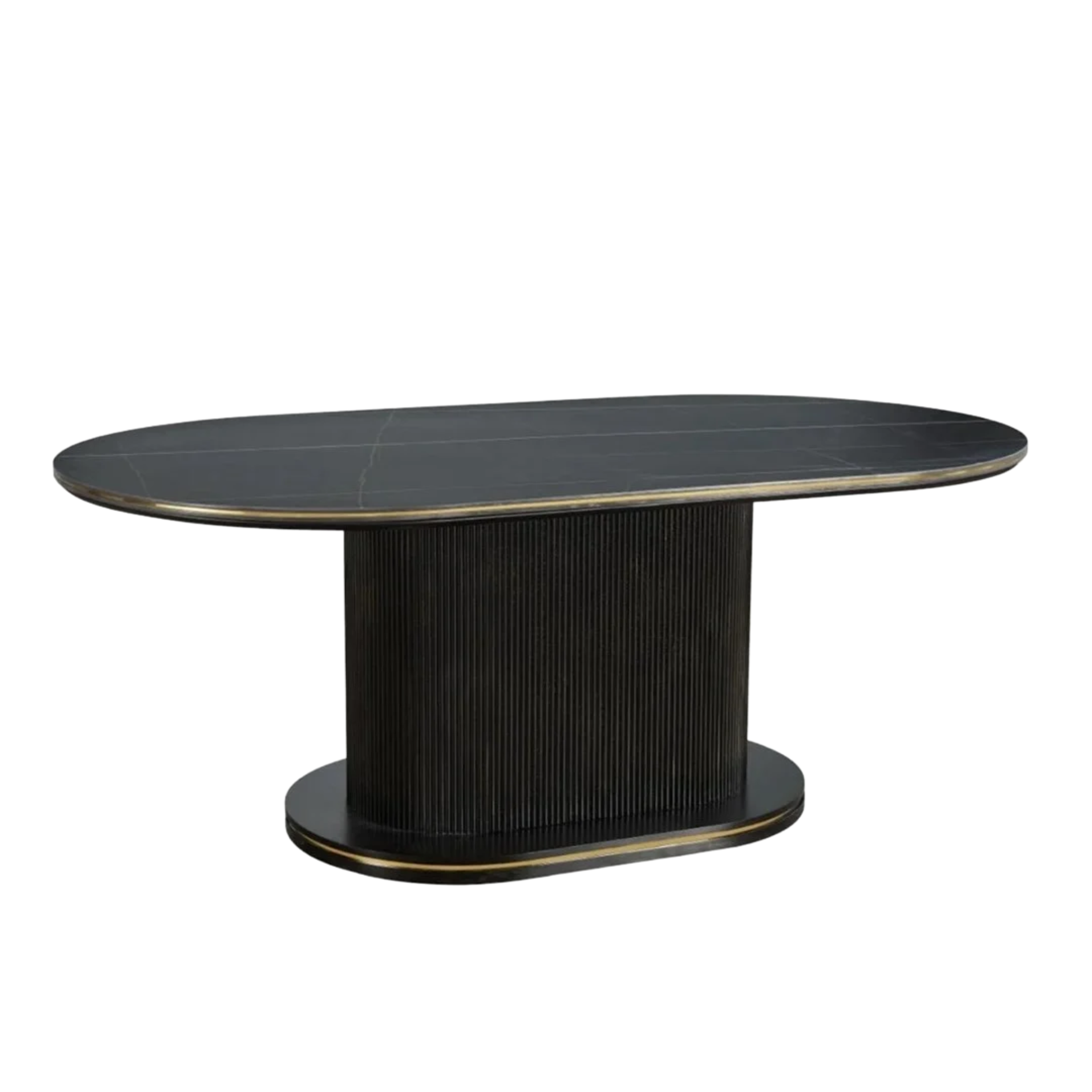 Eetkamertafel Aqua 200X110X76 zwart/goud keramiek