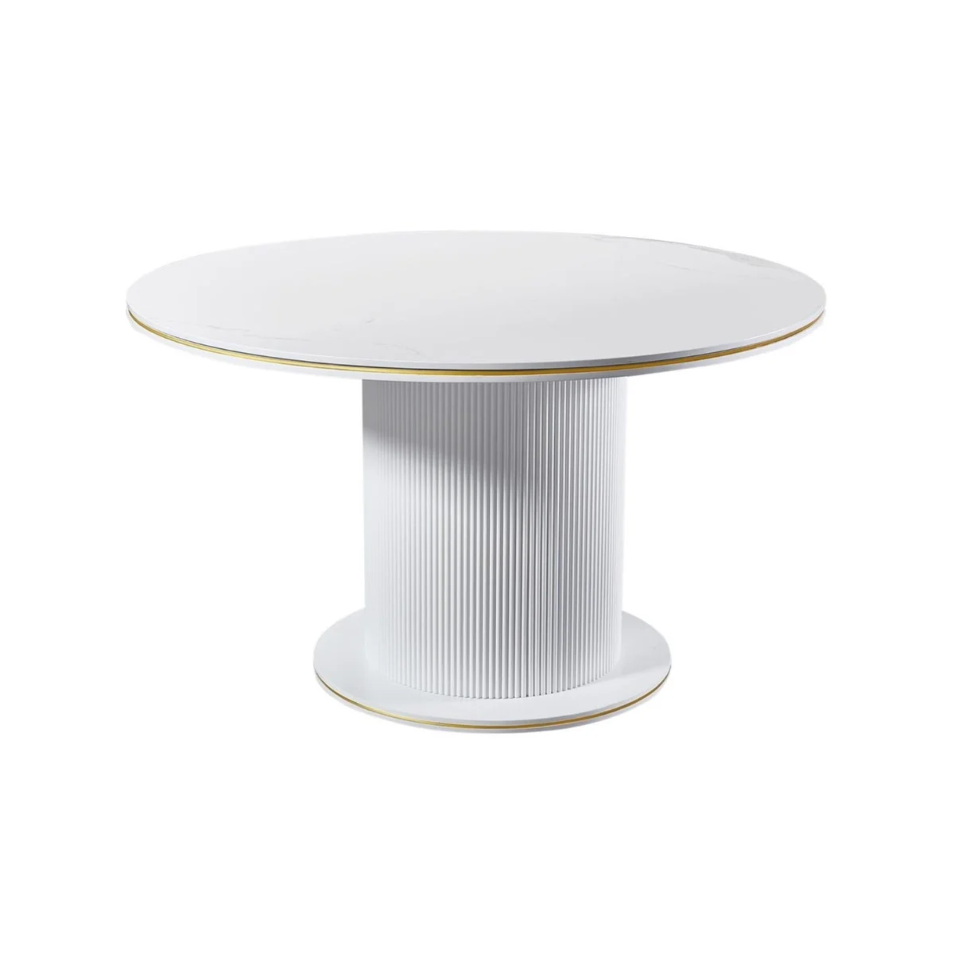 Eetkamertafel Aqua 130 rond wit/goud keramiek