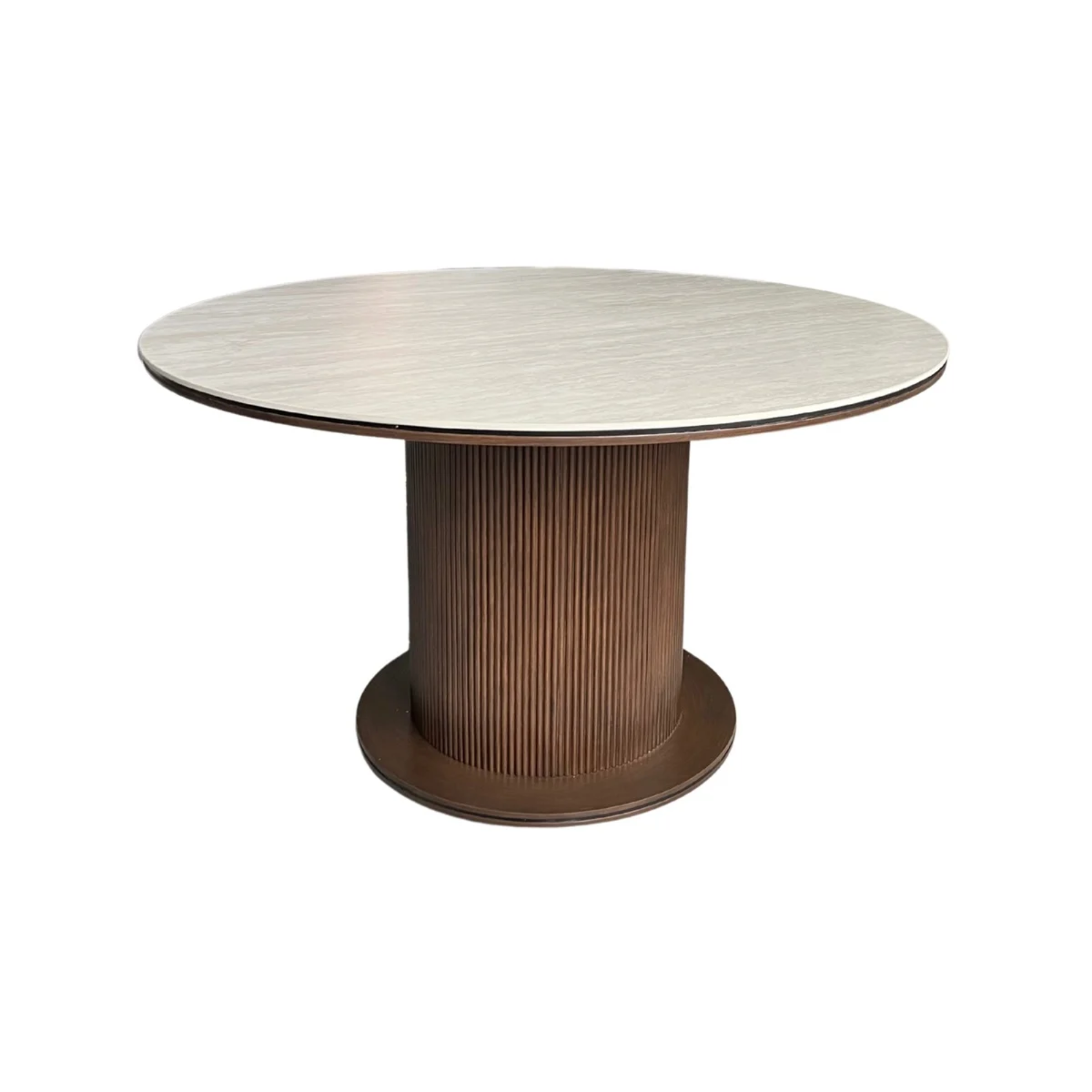 Eetkamertafel Aqua japandi 130 rond bruin/beige keramiek