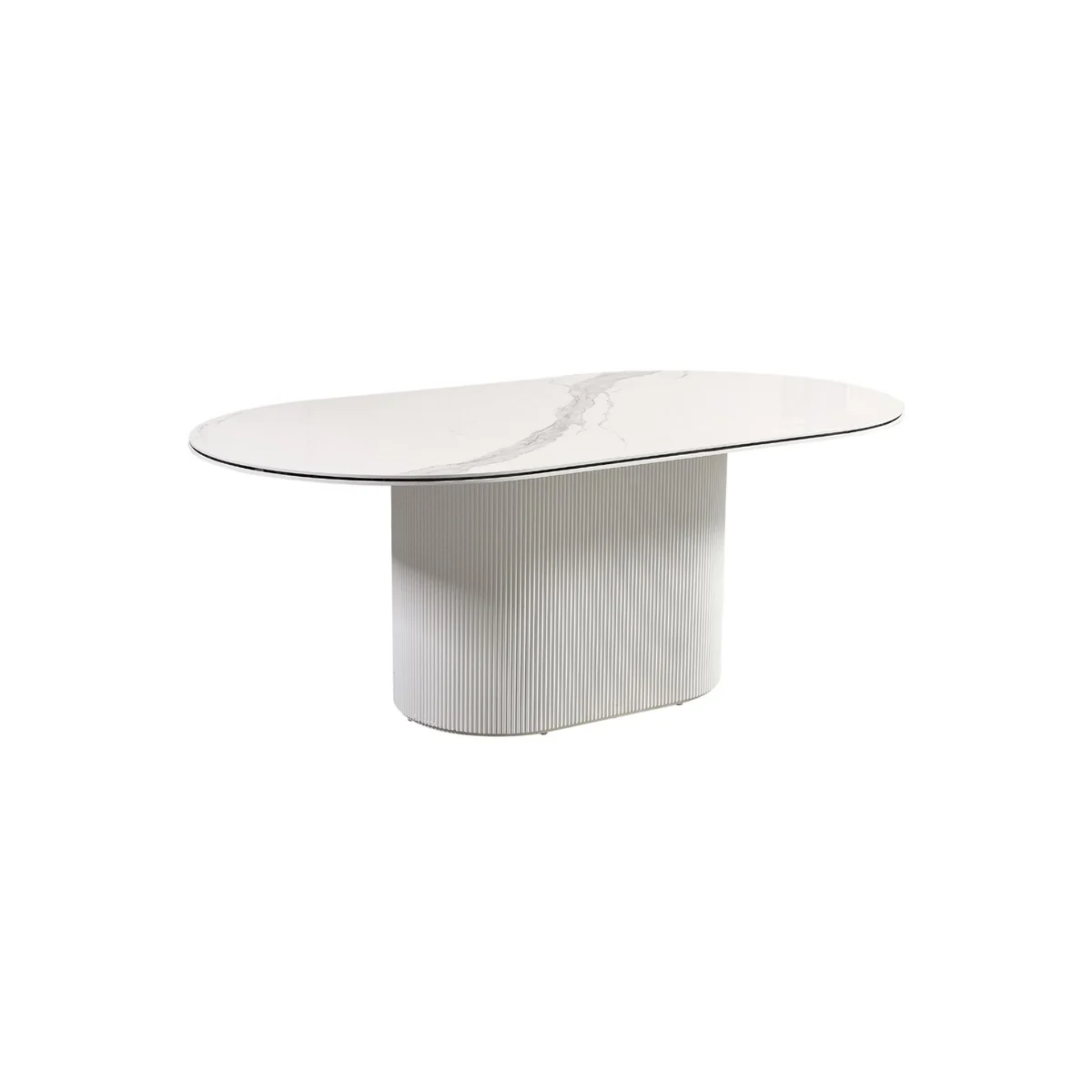 Eetkamertafel Aqua wit/zwart 180X110X76 wit keramiek
