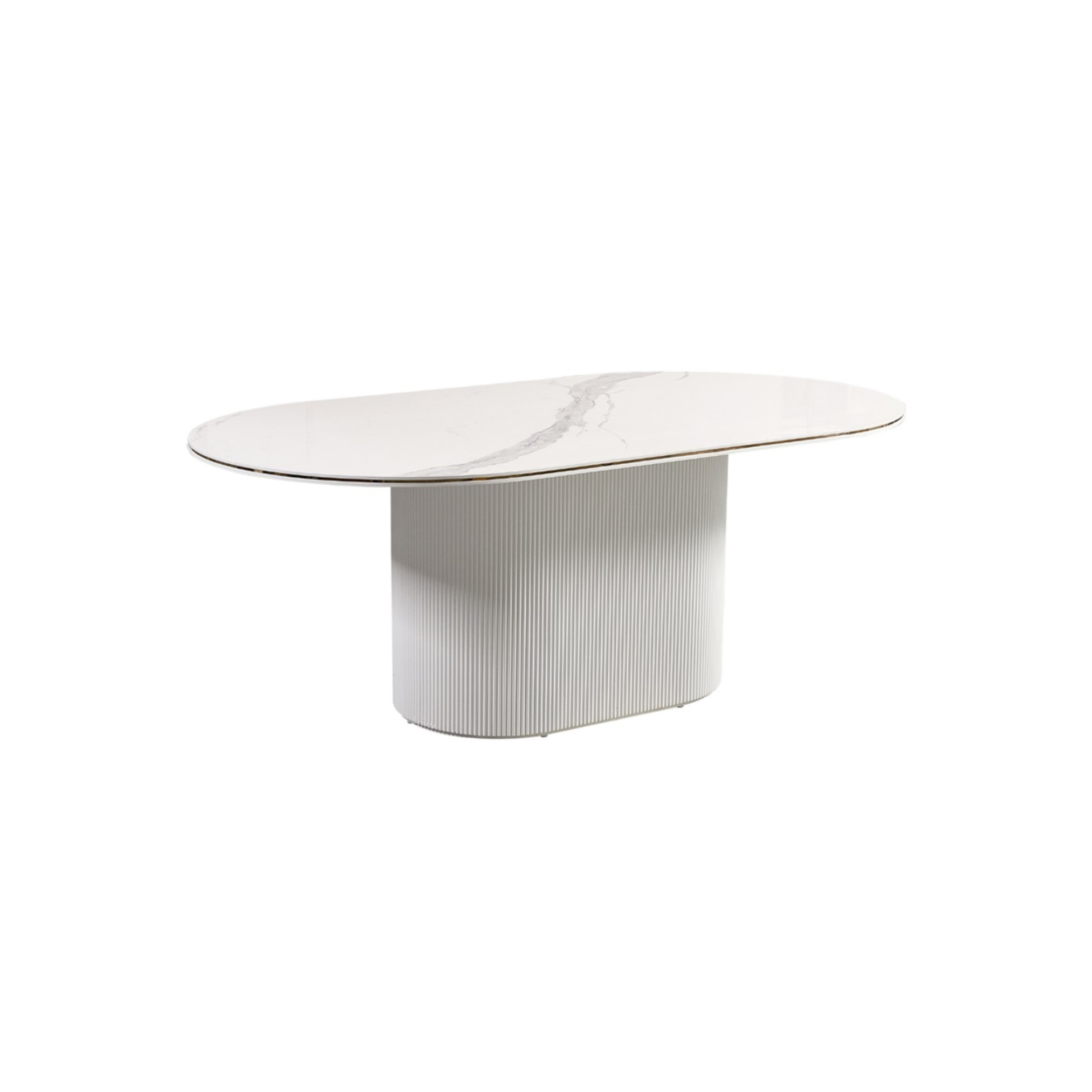 Eetkamertafel Aqua 180X110X76 wit/goud keramiek