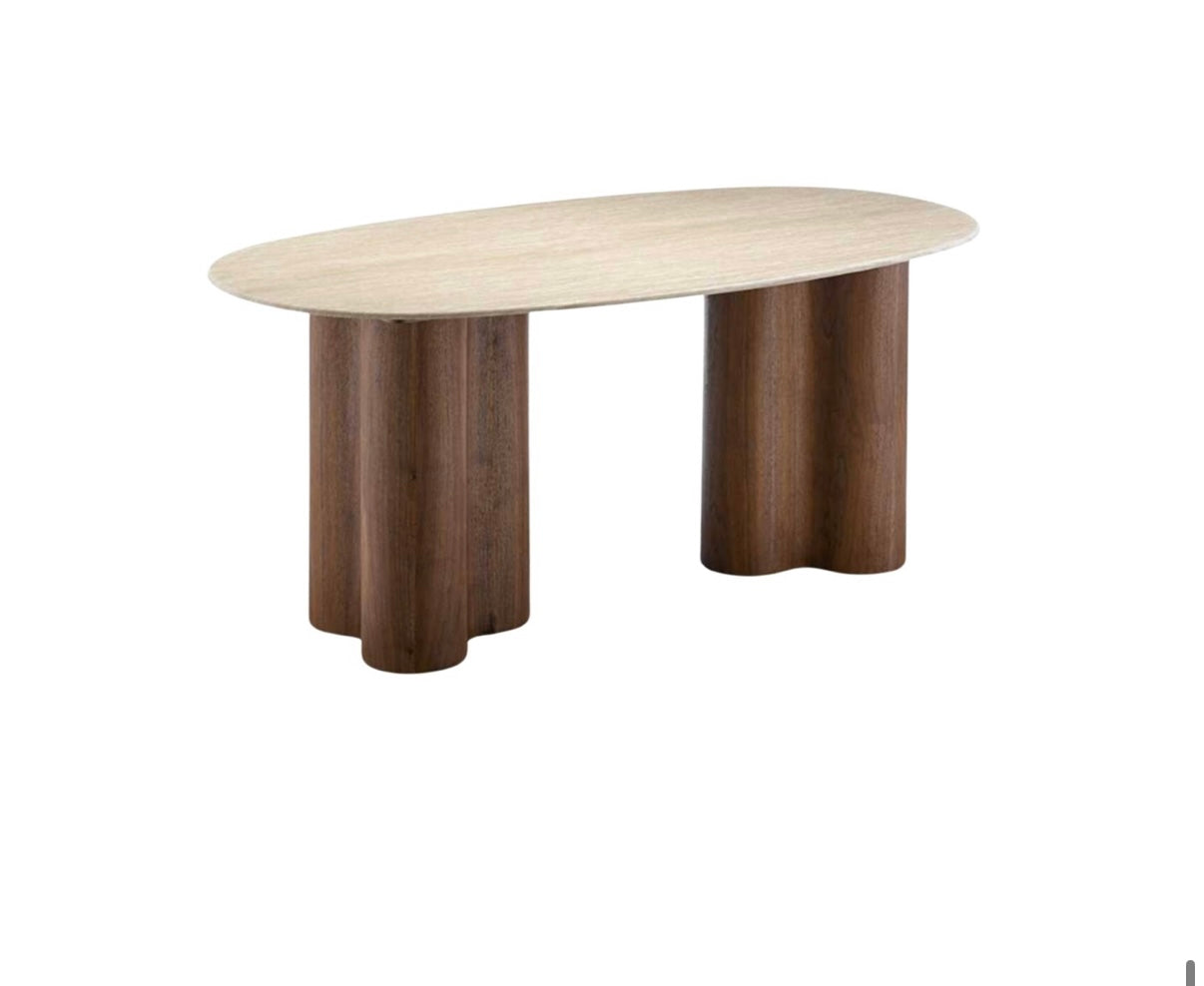 OSLO BROWN DT OVAL 180X90X75 FLINTSTONE FAUX MARBLE TOP