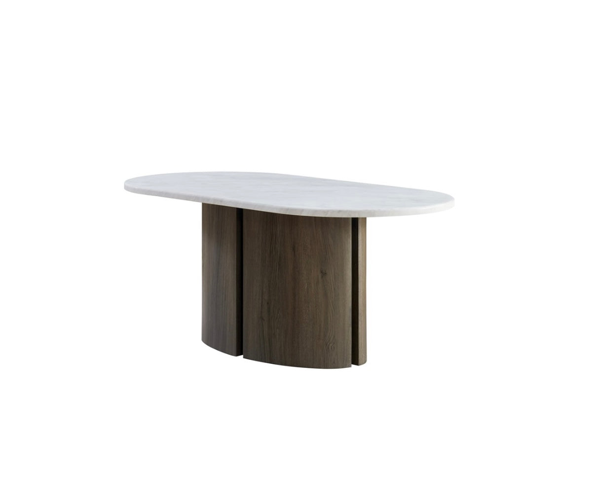 OLIVIA DT OVAL 200X90X75 SOFT WHITE MARBLE TOP