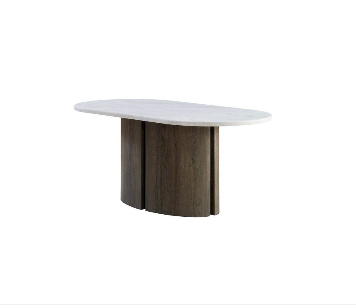 OLIVIA DT OVAL 180X90X75 SOFT WHITE MARBLE TOP