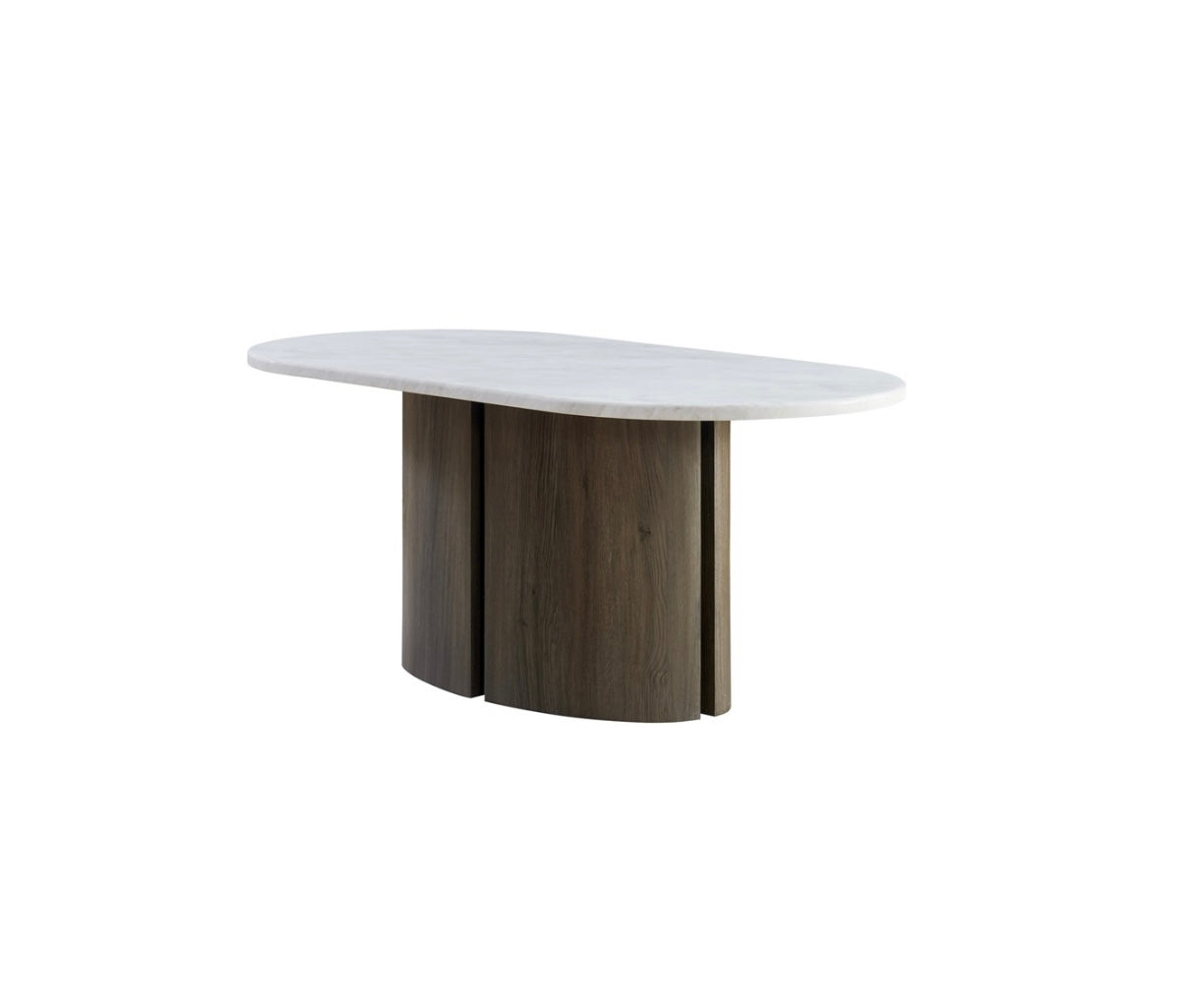 OLIVIA DT OVAL 160X90X75 SOFT WHITE MARBLE TOP