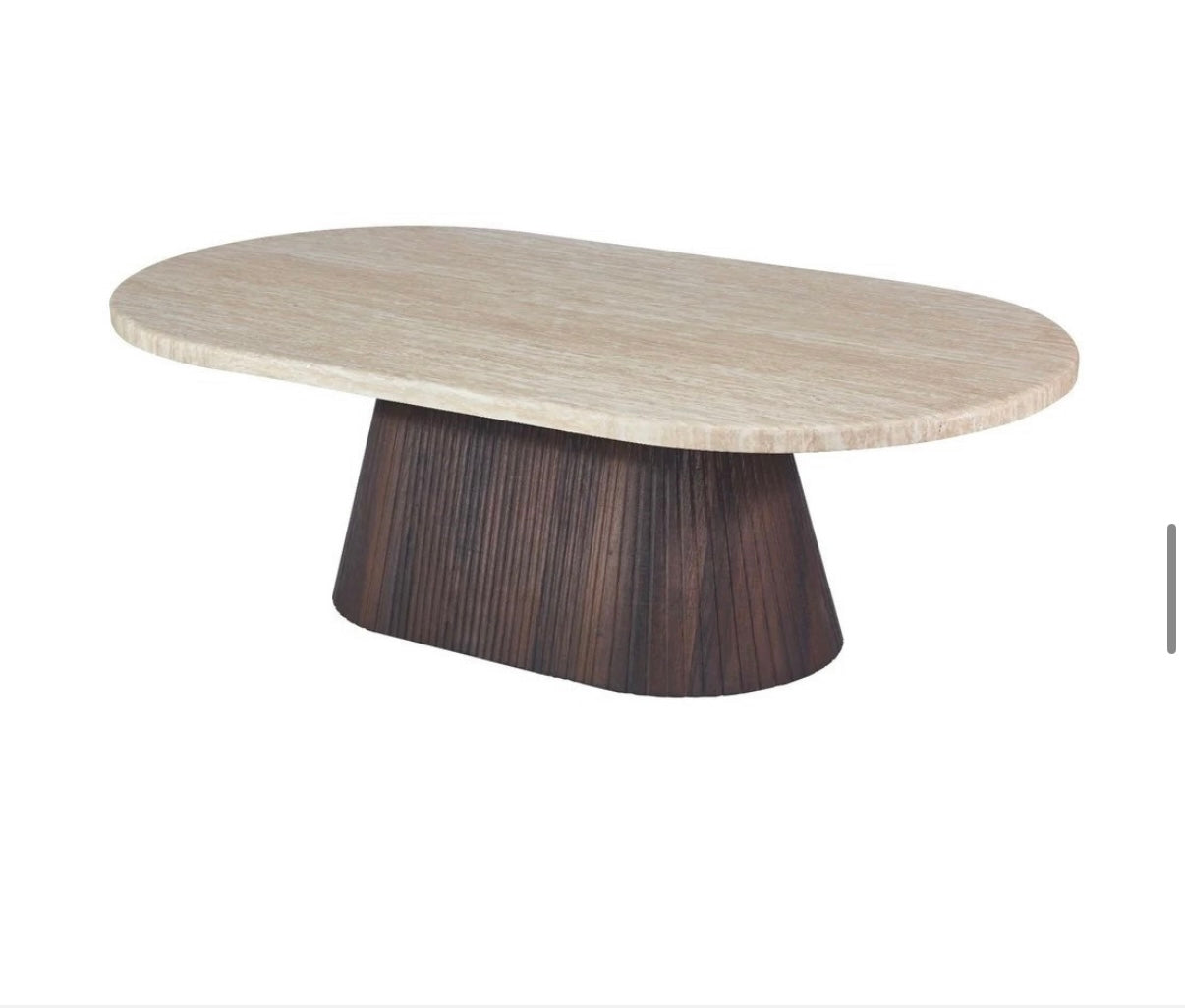 Salontafel KIMBERLY BROWN CT OVAL 130X70X45 FLINTSTONE FAUX MARBLE TOP