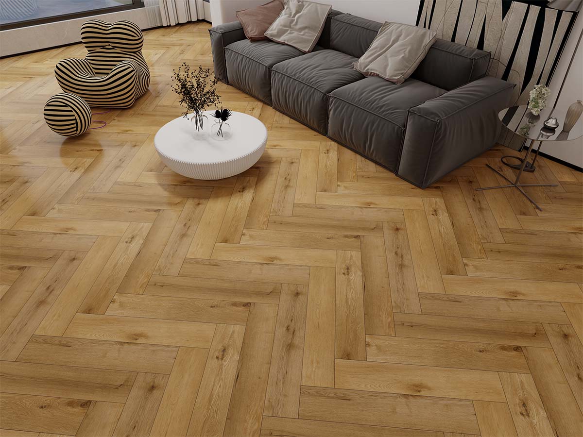 GR-502-HB / Natural Oak Visgraat PVC Click
