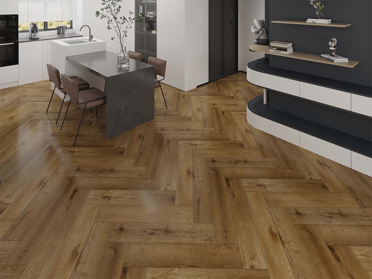 GR-503-HB / Amber Oak Visgraat PVC Click
