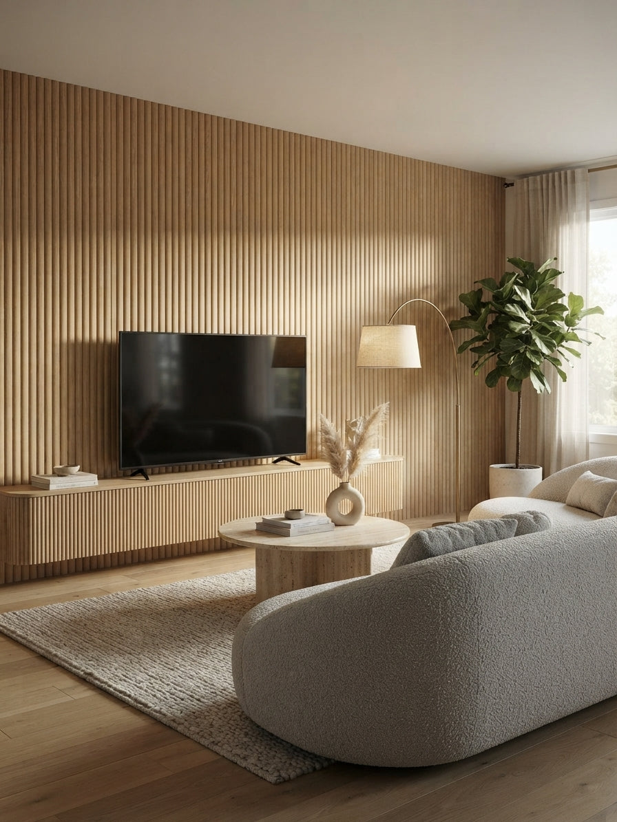 €67,- RONDE LATTEN - LICHT Eiken akoestische wand panelen lattenwand met Vilt