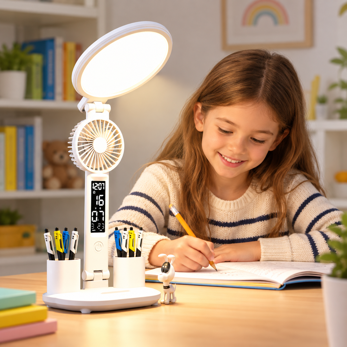 Multifunctionele LED Bureaulamp met Ventilator en Klok