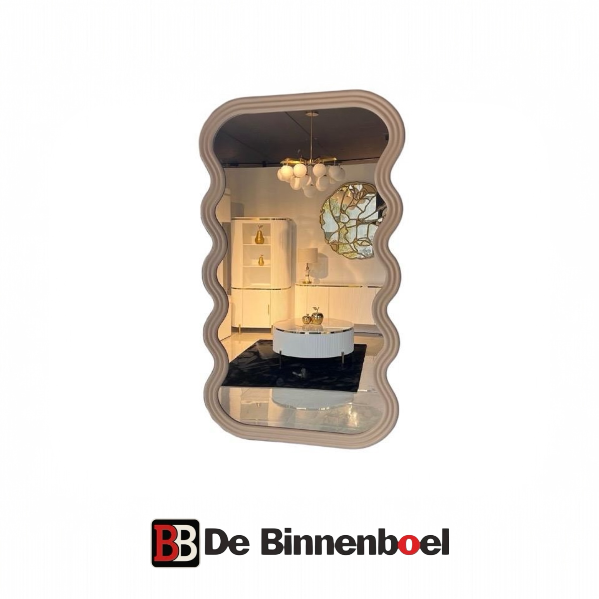 Design wandspiegel Taupe 170x100 cm met organisch frame