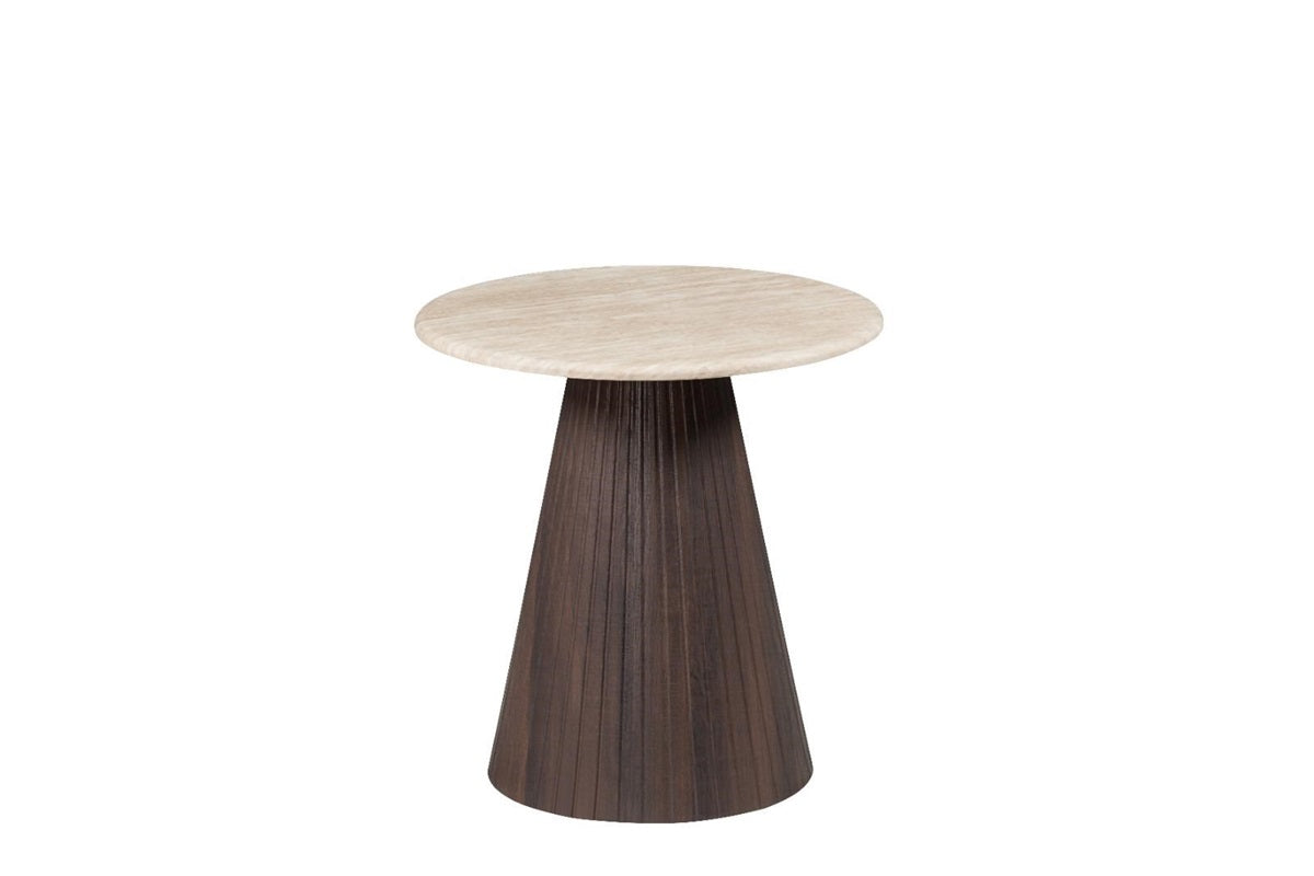Bijzettafel KIMBERLY BROWN ET 55Ø FLINTSTONE FAUX MARBLE TOP
