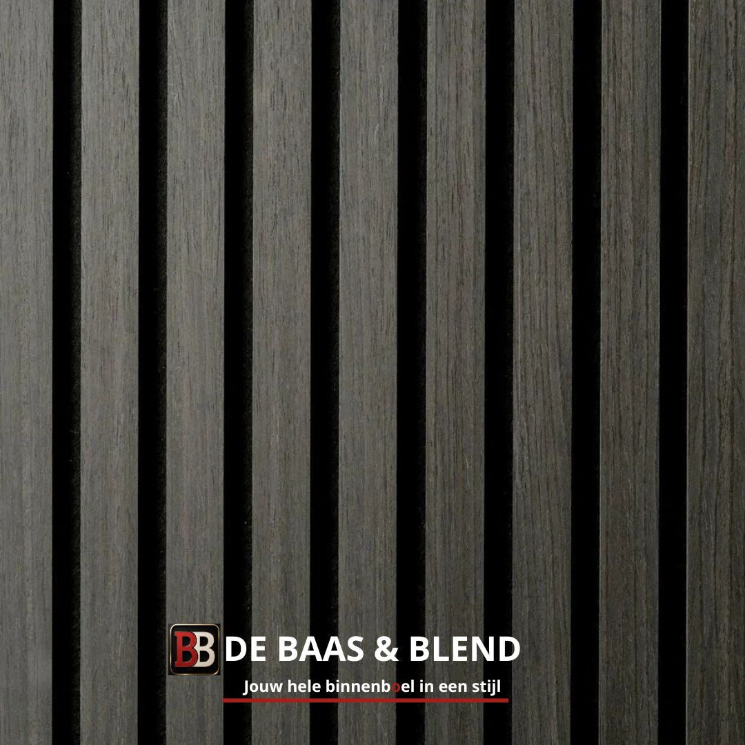 Oppio €36 PER PANEEL - 260x60 cm ZWART Eiken akoestische wand panel lattenwand met Vilt