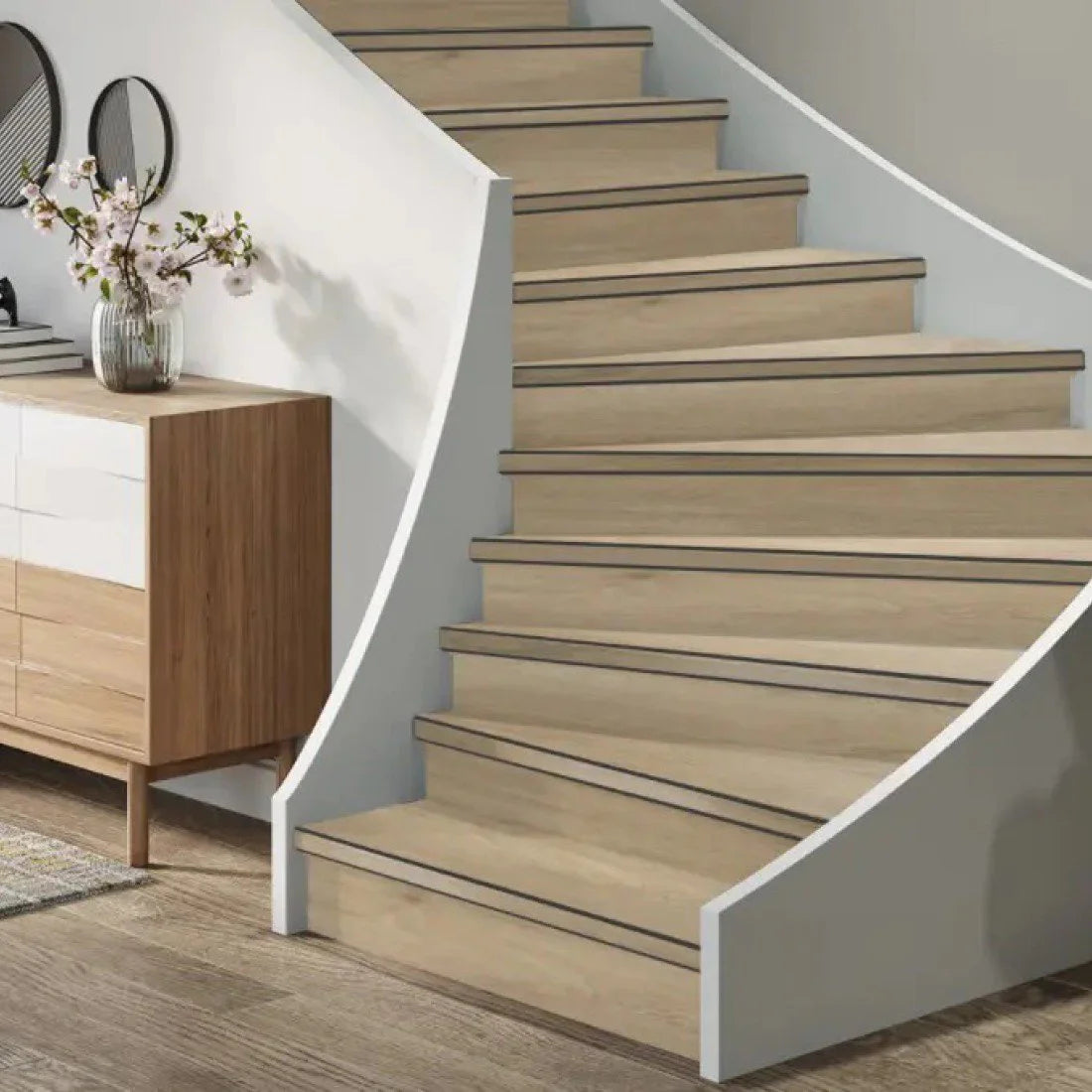 TRAPRENOVATIE SET Fulham Beige / PVC ( SET Ten behoeve van 4 TRAPTREDES + PROFIELEN)
