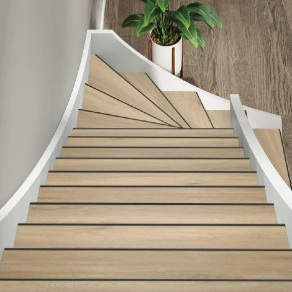 TRAPRENOVATIE SET PADDINGTON BEIGE / PVC Dryback ( SET Ten behoeve van 4 TRAPTREDES + PROFIELEN)