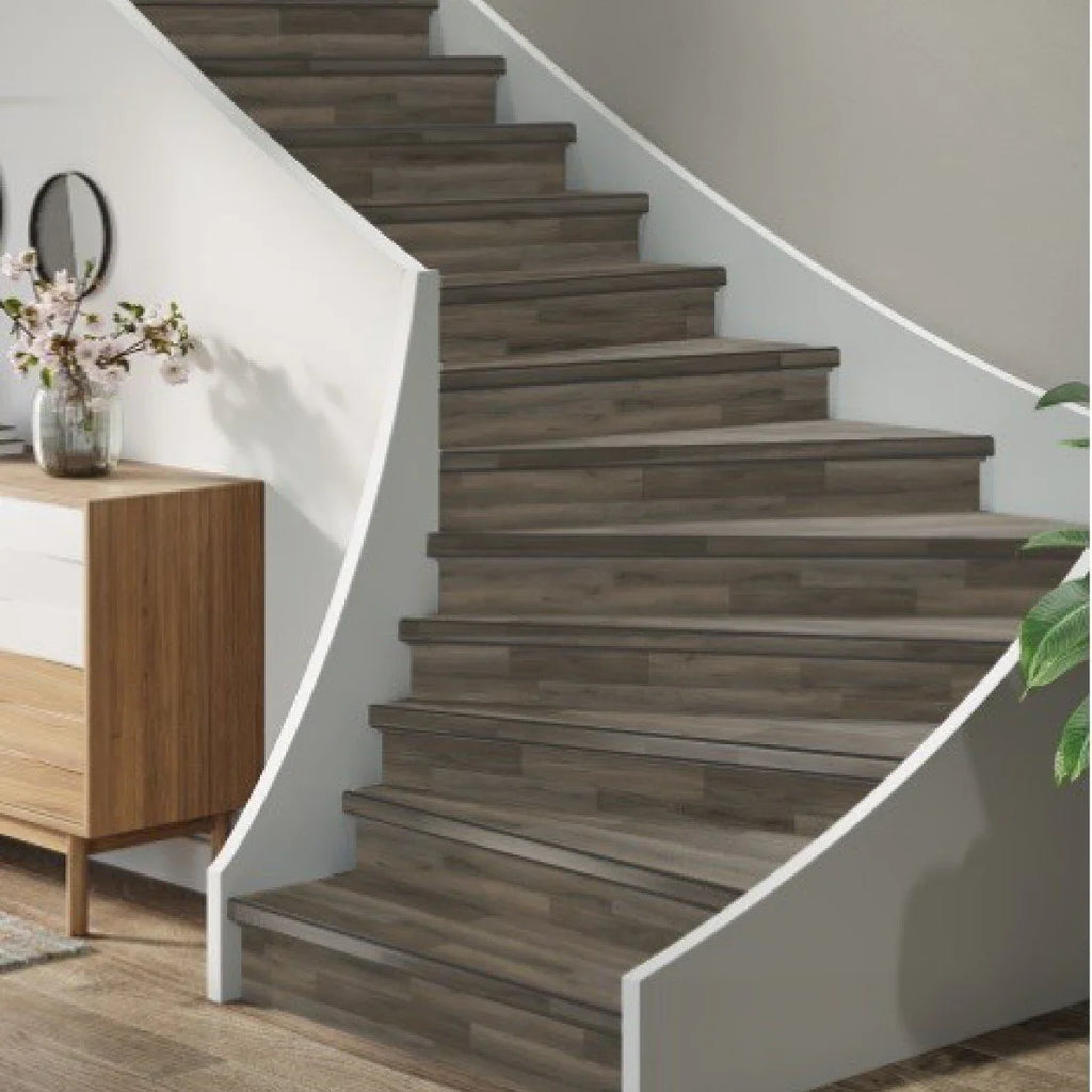 TRAPRENOVATIE SET PADDINGTON Dark Grey / PVC Dryback ( SET Ten behoeve van 4 TRAPTREDES + PROFIELEN)