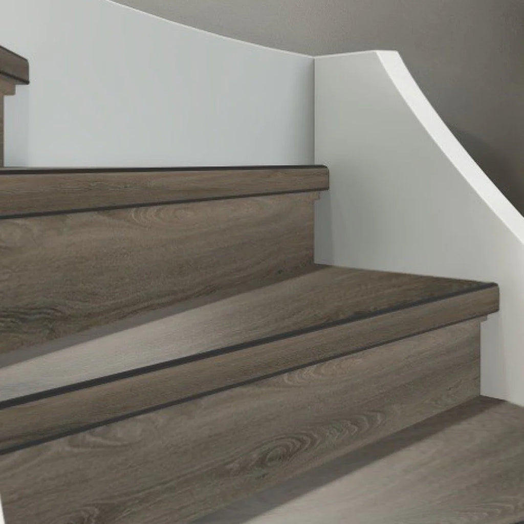 TRAPRENOVATIE SET PADDINGTON Dark Grey / PVC Dryback ( SET Ten behoeve van 4 TRAPTREDES + PROFIELEN)