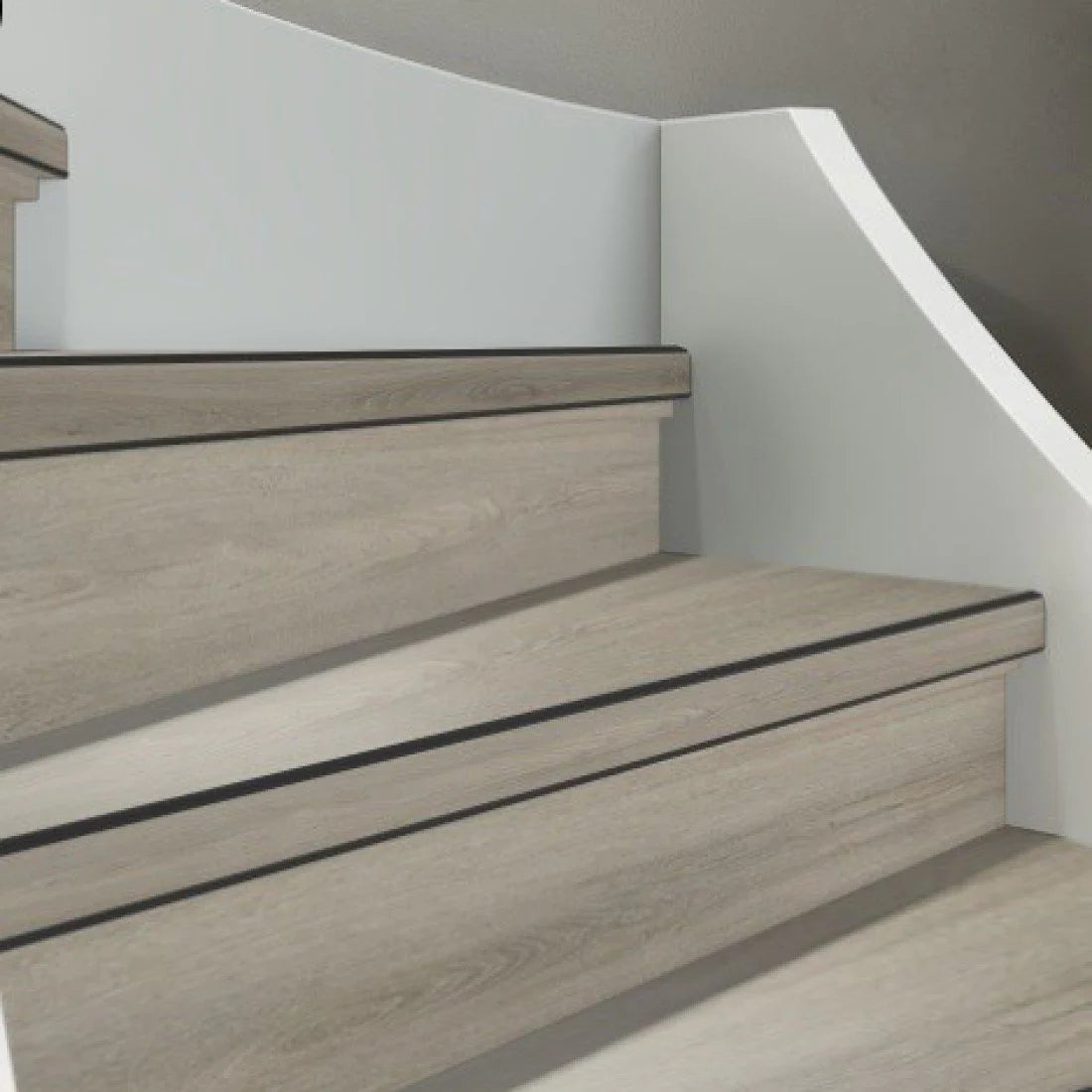 TRAPRENOVATIE SET PADDINGTON LIGHT GREY/ PVC Dryback ( SET Ten behoeve van 4 TRAPTREDES + PROFIELEN)