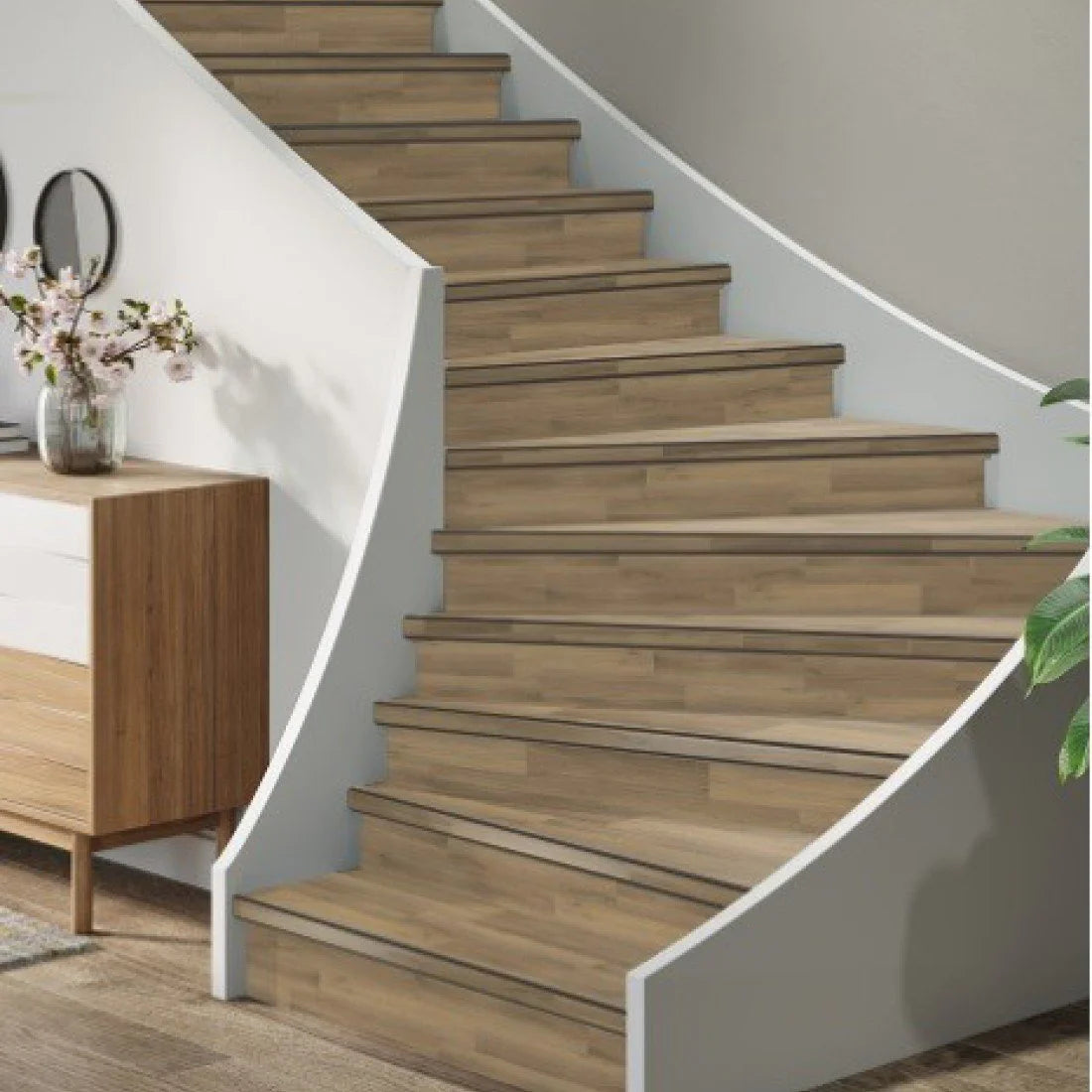 TRAPRENOVATIE SET PADDINGTON NATUREL / PVC ( SET Ten behoeve van 4 TRAPTREDES + PROFIELEN)