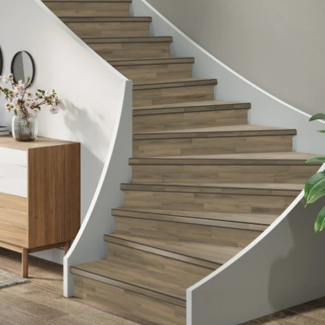 TRAPRENOVATIE SET Paddington SMOKEY / PVC ( SET Ten behoeve van 4 TRAPTREDES + PROFIELEN)