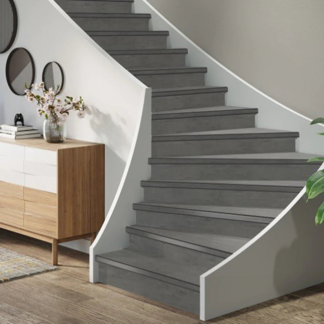 TRAPRENOVATIE SET VICTORIA Grey / PVC ( SET Ten behoeve van 4 TRAPTREDES + PROFIELEN)