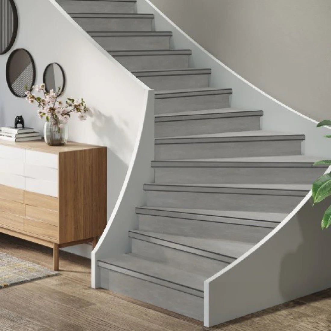 TRAPRENOVATIE SET VICTORIA LIGHT GREY / PVC ( SET Ten behoeve van 4 TRAPTREDES + PROFIELEN)