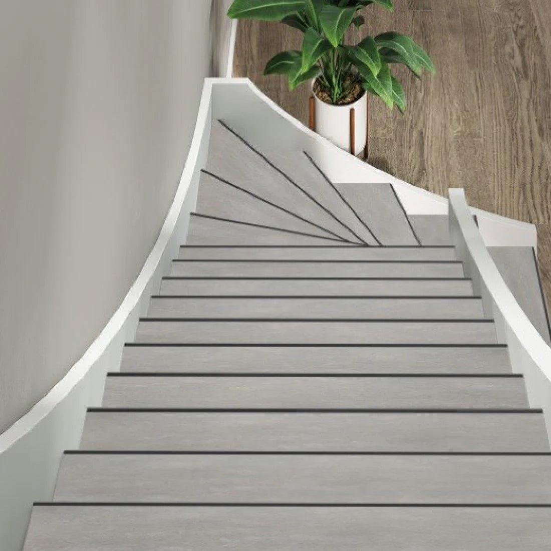 TRAPRENOVATIE SET VICTORIA LIGHT GREY / PVC ( SET Ten behoeve van 4 TRAPTREDES + PROFIELEN)