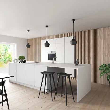 Oppio €36 PER PANEEL - 260x60 cm LICHT Eiken BEIGE akoestische wand panelen lattenwand met Vilt