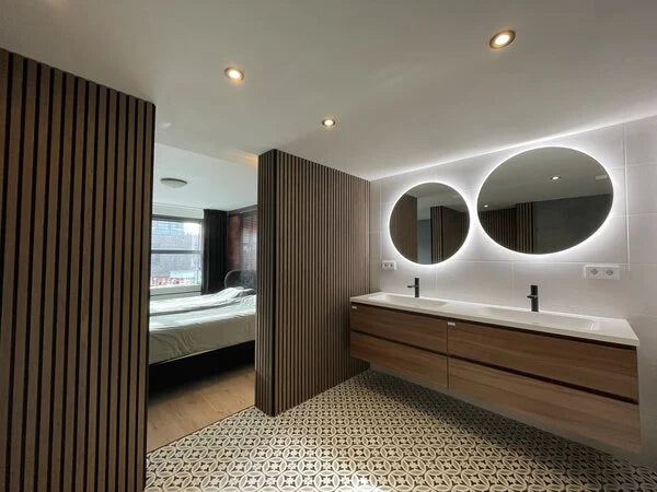 Oppio €36 PER PANEEL - 260x60 cm NEW WALNOOT Eiken akoestische wand panelen lattenwand met Vilt