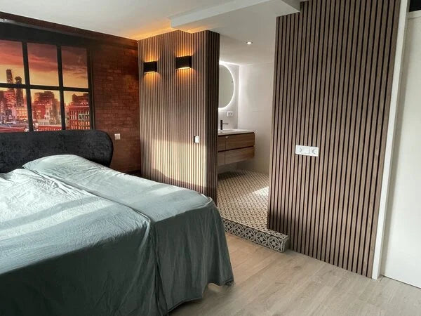 Oppio €36 PER PANEEL - 260x60 cm NEW WALNOOT Eiken akoestische wand panelen lattenwand met Vilt