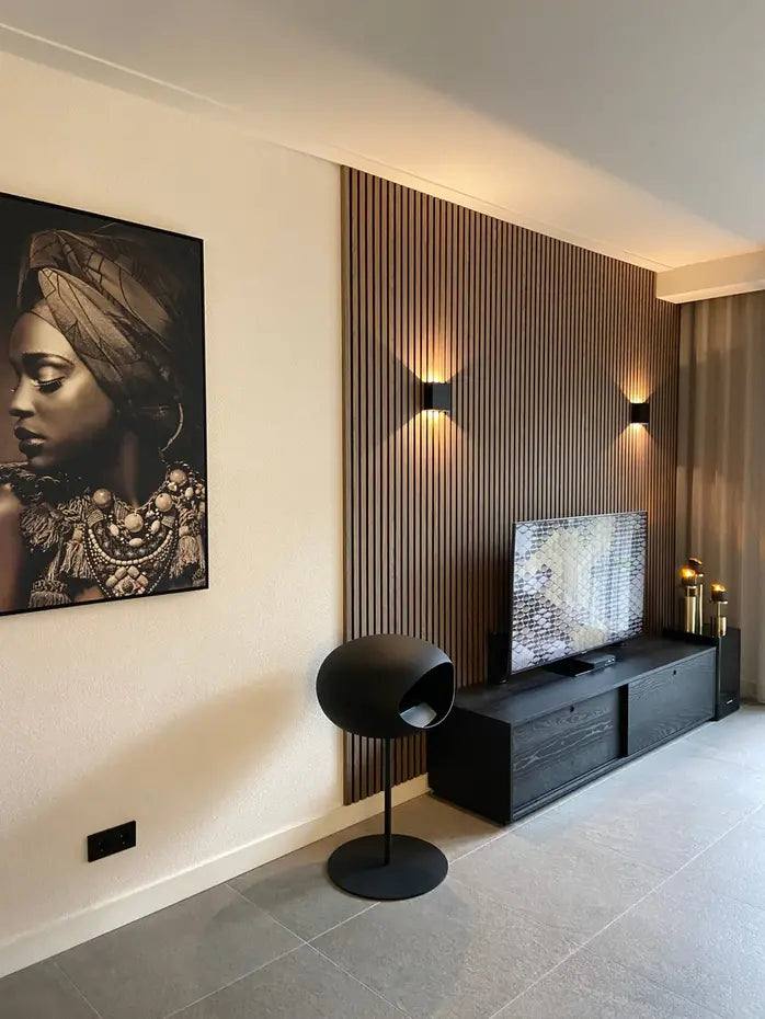 Oppio €36 PER PANEEL - 260x60 cm WENGE akoestische wand panelen lattenwand met Vilt