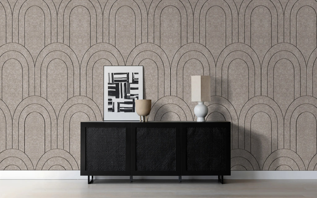 €40 Oppio OPPIO Viltpaneel TAUPE - BAROK - 280x60 cm - Brandvertragend & Geluiddempend