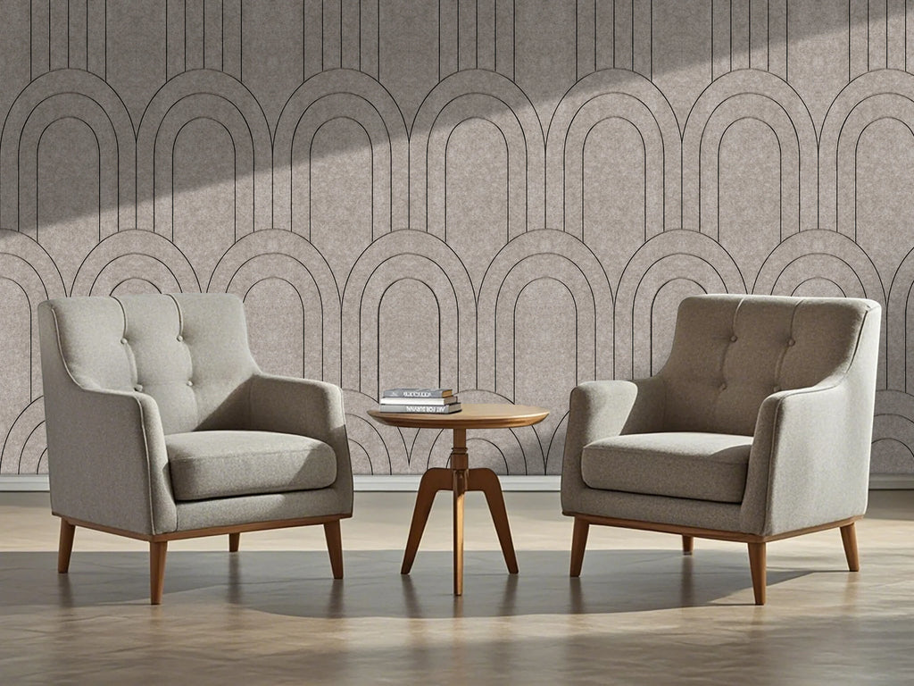 €40 Oppio OPPIO Viltpaneel TAUPE - BAROK - 280x60 cm - Brandvertragend & Geluiddempend