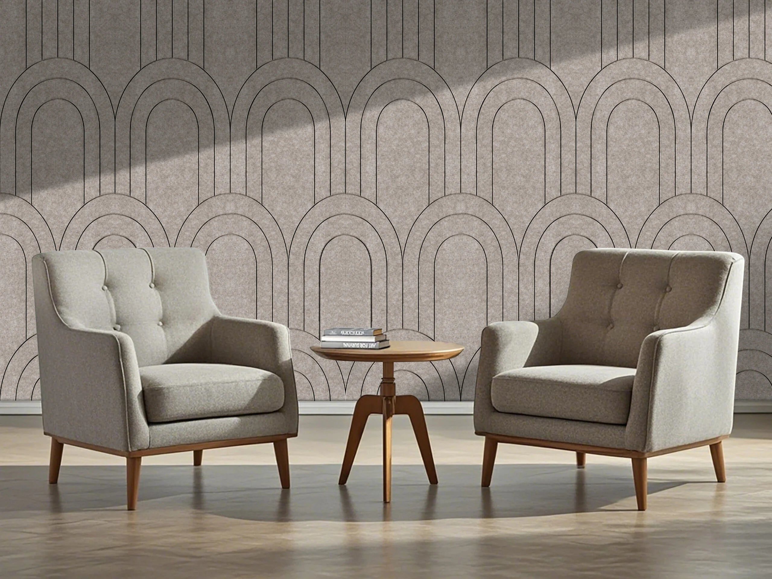 €40 Oppio OPPIO Viltpaneel TAUPE - BAROK - 280x60 cm - Brandvertragend & Geluiddempend