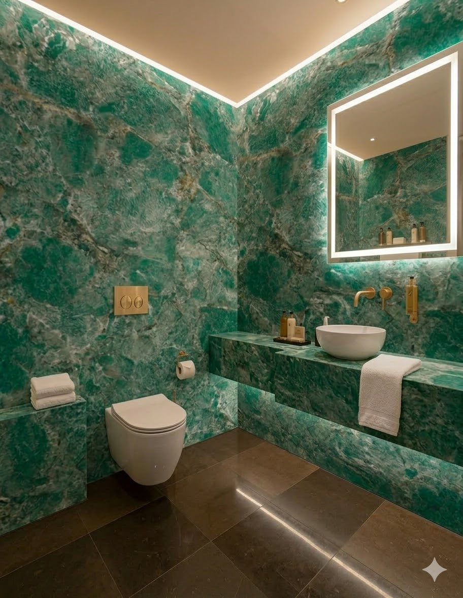 €55 Luxe PVC Wandpaneel Onyx Green – 120x280 cm – Hoogglans Marmerlook